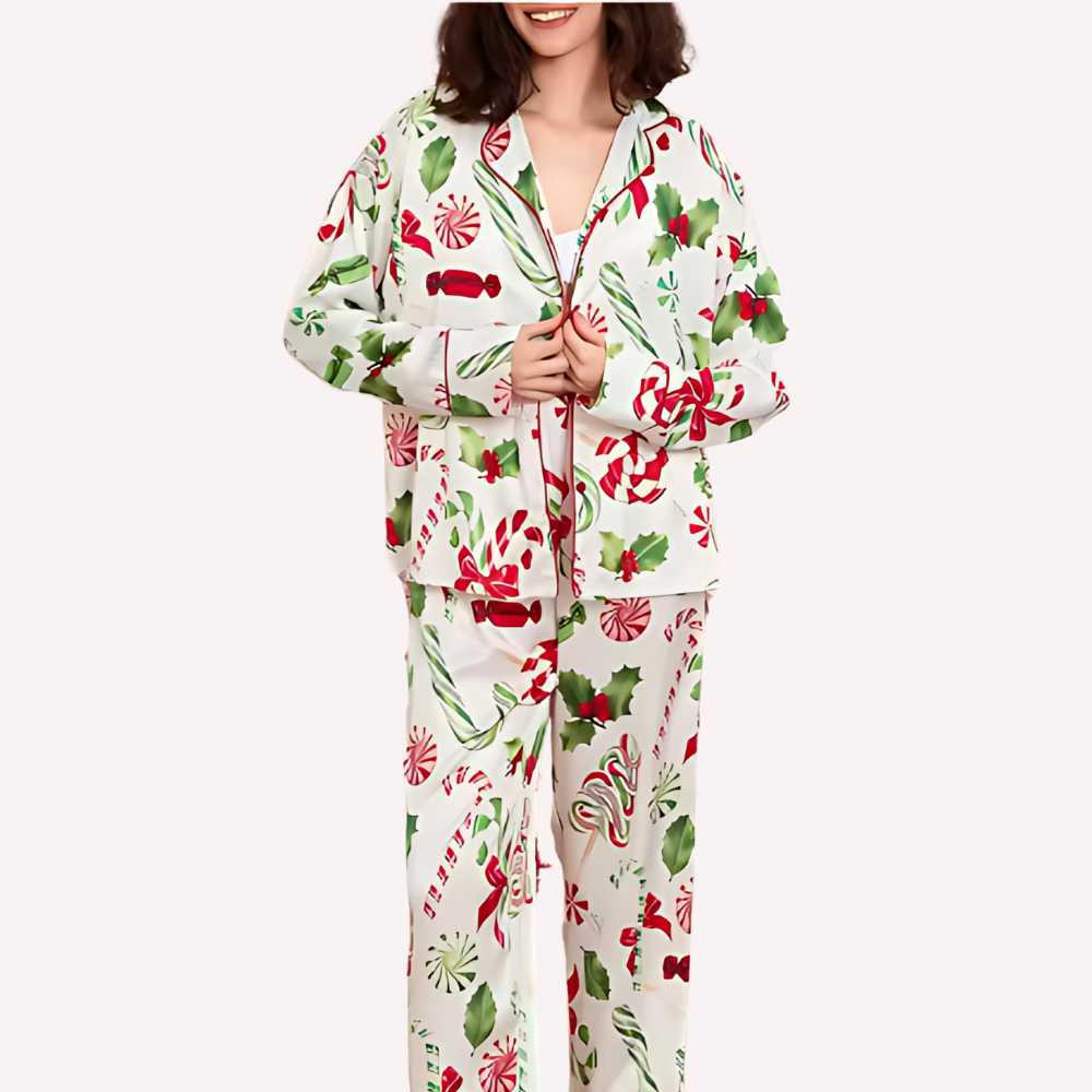 Christmas Print Long Sleeve PJ Set