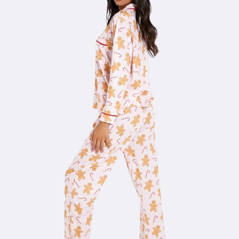 Gingerbread Print Long Sleeve PJ Set