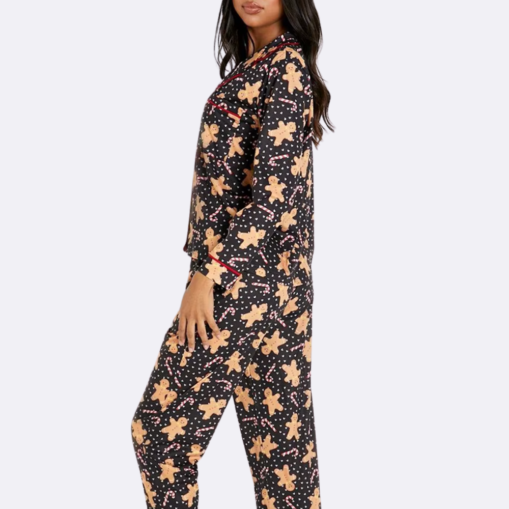 Gingerbread Print Long Sleeve PJ Set