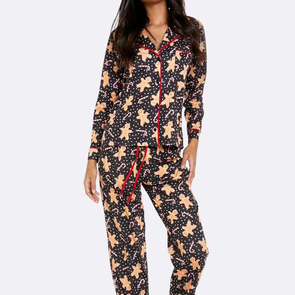 Gingerbread Print Long Sleeve PJ Set