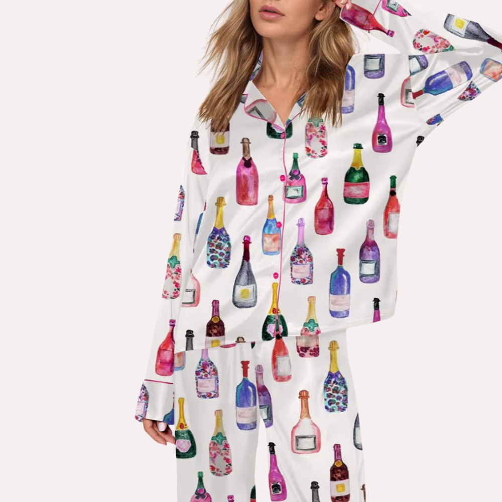 Prosecco Party Print Long Sleeve PJ Set