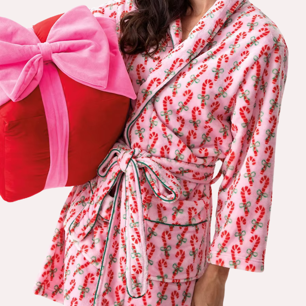 Candy Cane Print Plush Robe