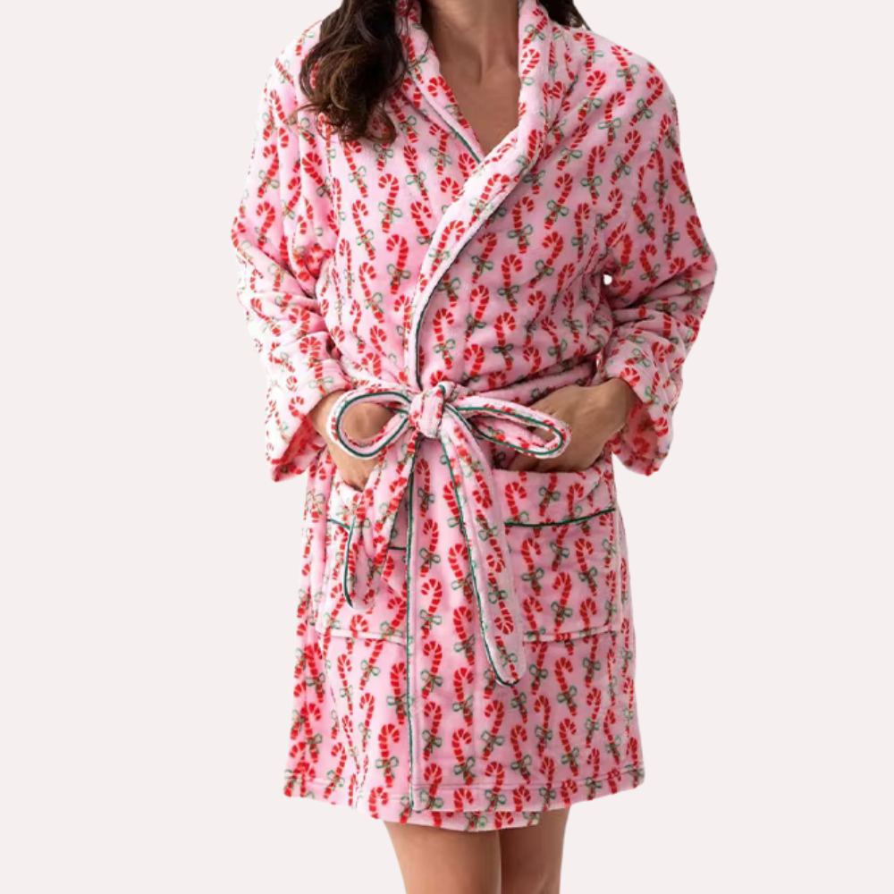 Candy Cane Print Plush Robe