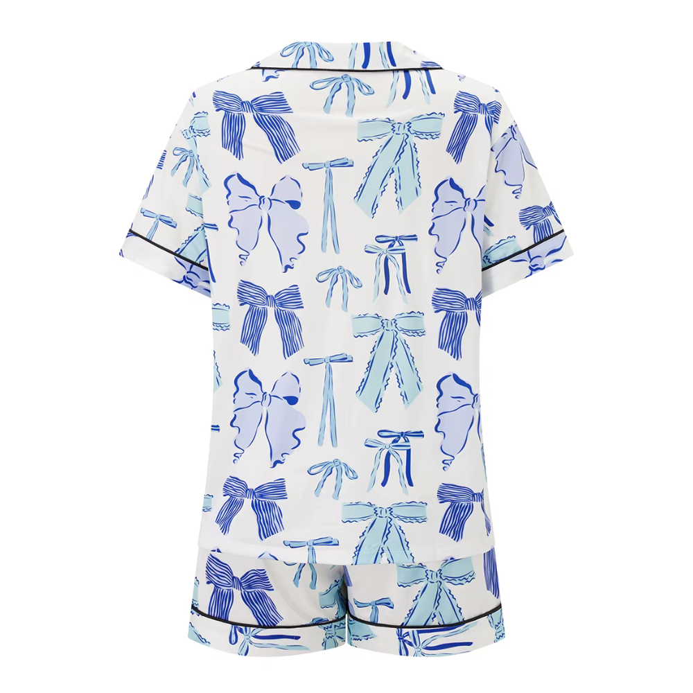 Bow Print Short Sleeve PJ Set