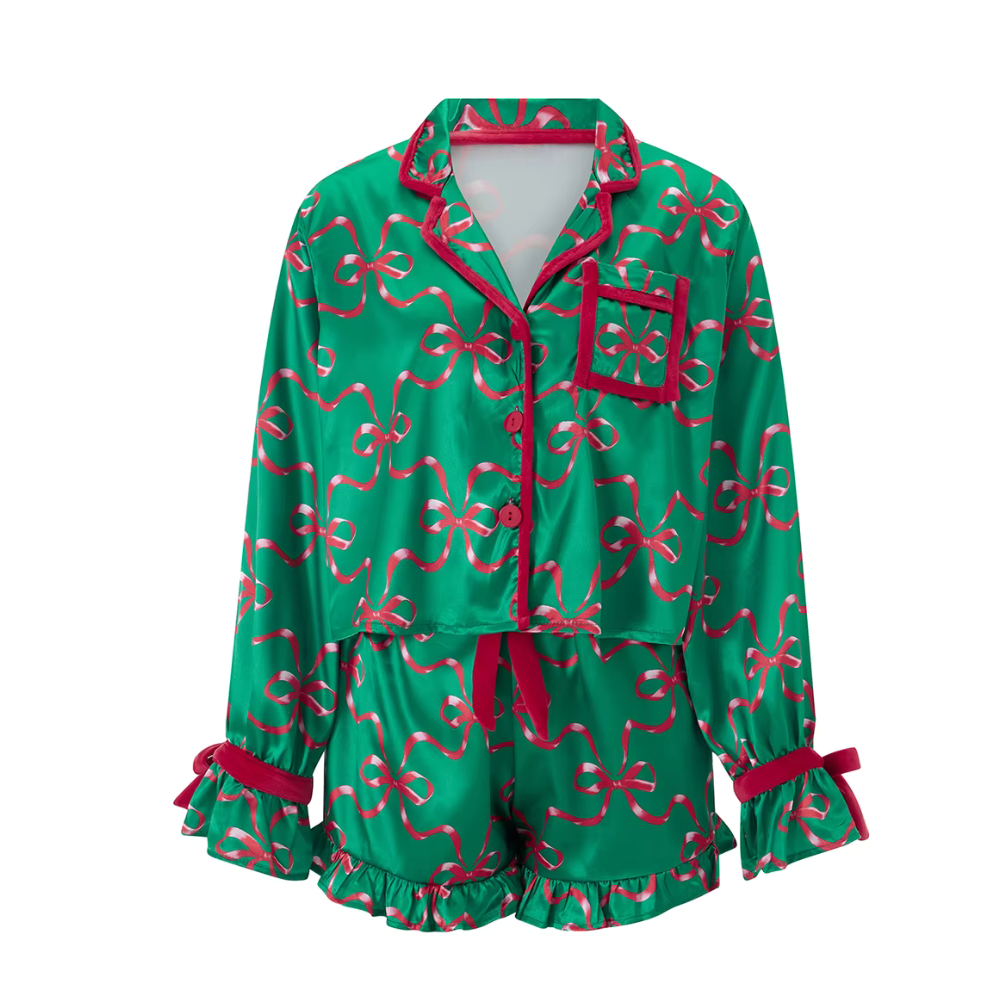 Christmas Bow Print PJ Set