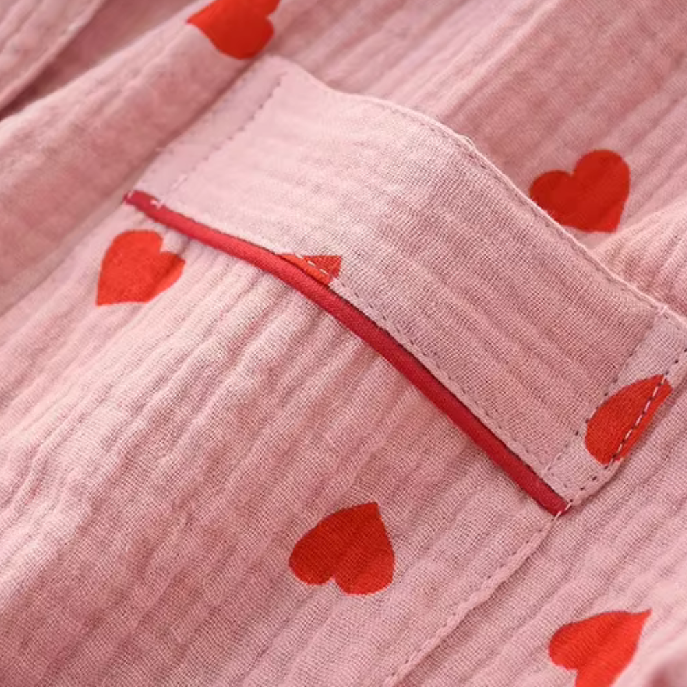 3 Piece Cotton Heart Sleepwear Set