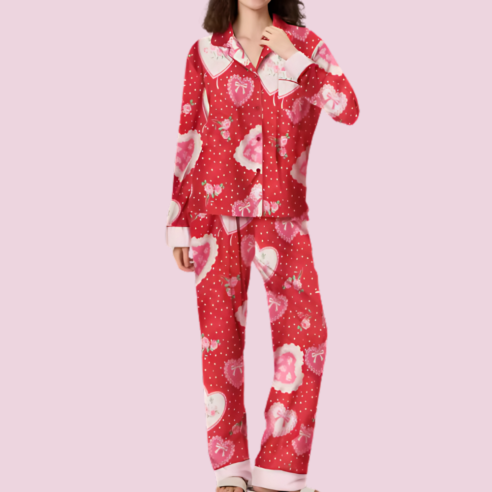 Heart Print Valentine's PJ Set