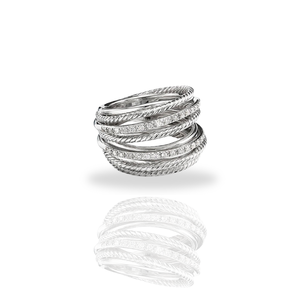 Crossover Pave Band Ring