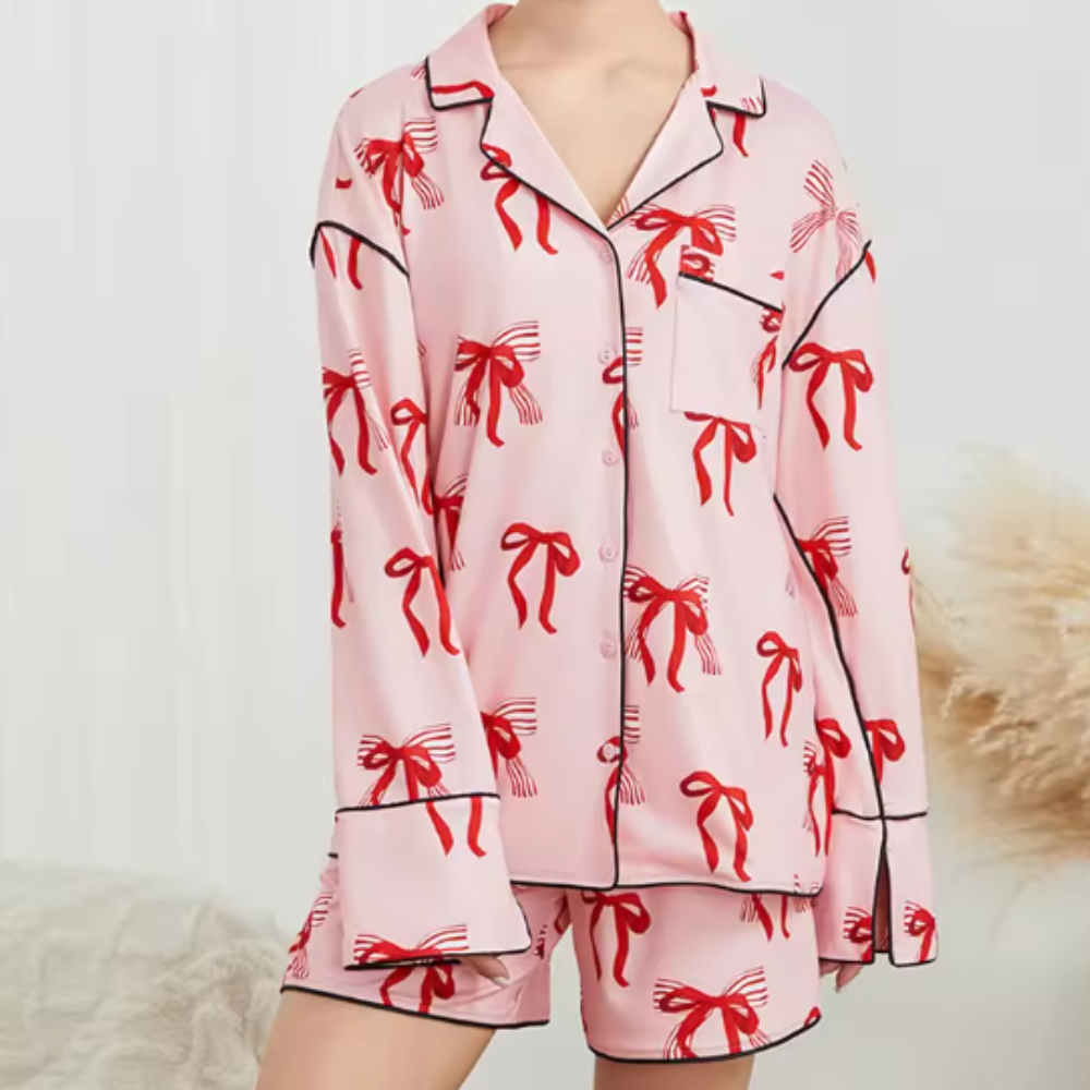 Valentine's Day Bow Print PJ Set