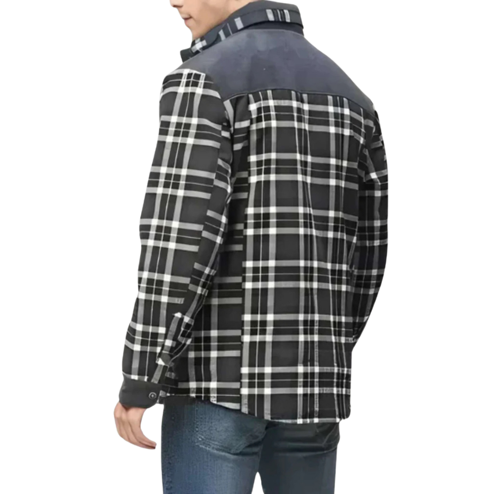 Warm Flannel Jacket With Fleece Lining And High Neckline