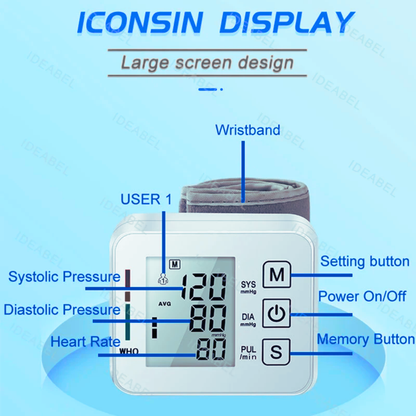 Smart Wrist Blood Pressure Monitor (White)