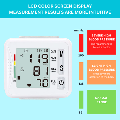 Smart Wrist Blood Pressure Monitor (White)
