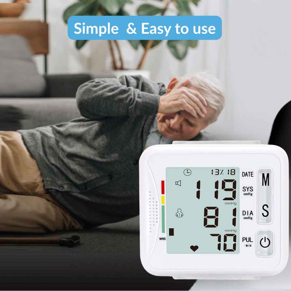 Smart Wrist Blood Pressure Monitor (White)