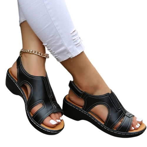 Women's Orthopedic Leather Wedge Sandals for Comfort & Style