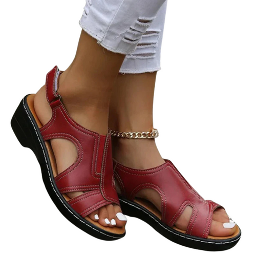 Women's Orthopedic Leather Wedge Sandals for Comfort & Style