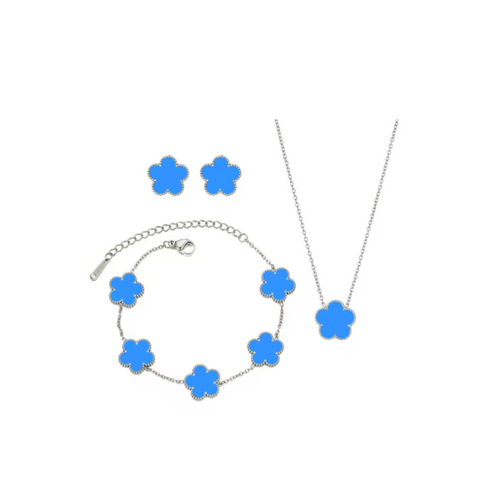 Clover 3 piece set (1 leaf) Silver