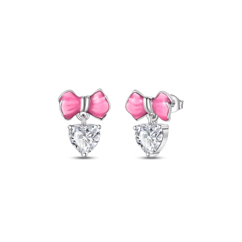 Bow-hearted earrings