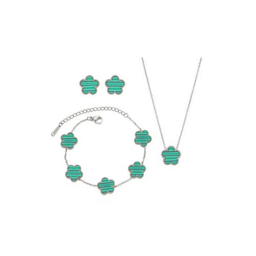 Clover 3 piece set (1 leaf) Silver