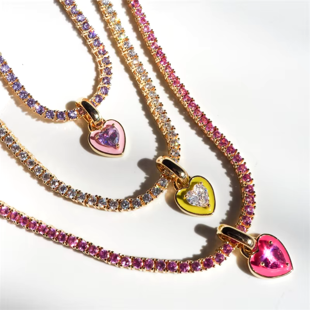 Collier Pendentif Coeur Violet