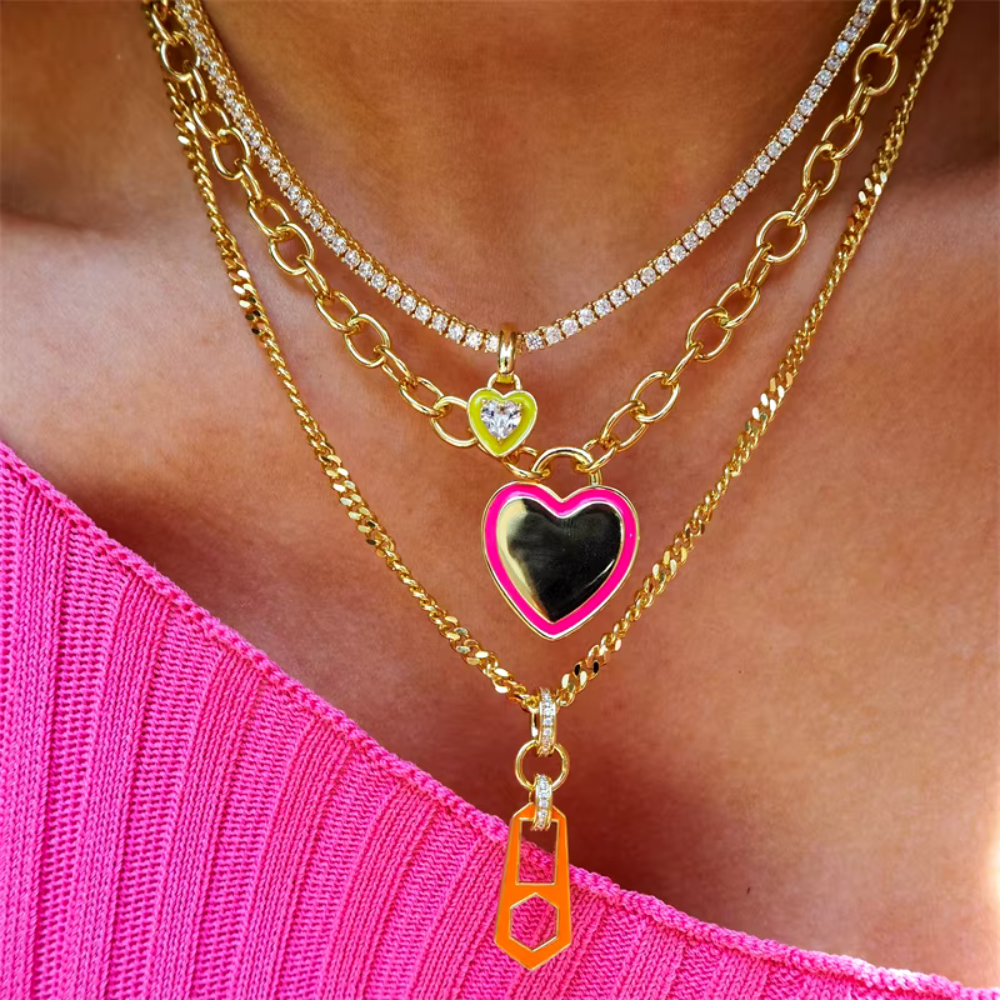 Collier Pendentif Coeur Rose