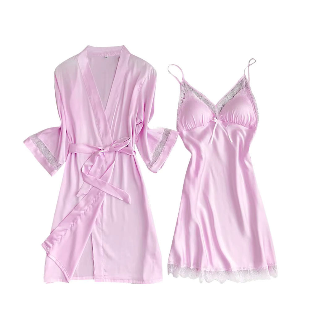 Bralette Nightgown Silk Set