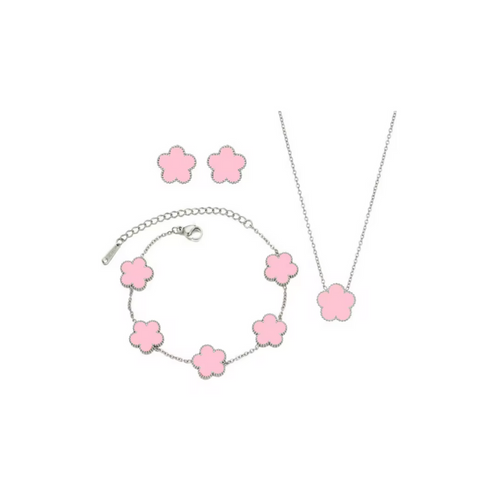 Clover 3 piece set (1 leaf) Silver