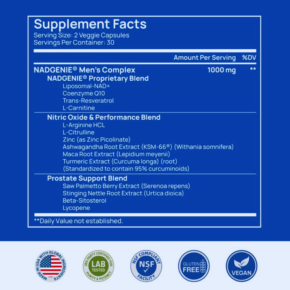 NAD+ Supplement for Men - 60 Capsules