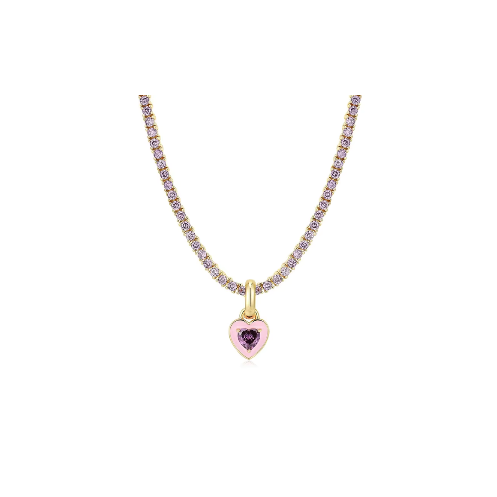 Collier Pendentif Coeur Violet