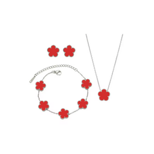 Clover 3 piece set (1 leaf) Silver