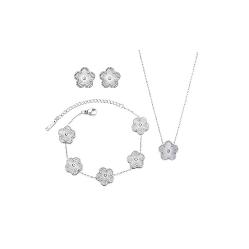 Clover 3 piece set (1 leaf) Silver