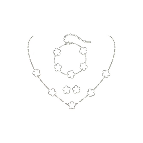 Clover 3 piece set (5 leaves) Silver