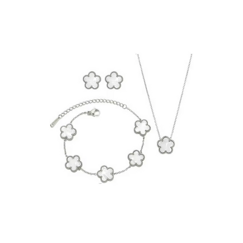 Clover 3 piece set (1 leaf) Silver